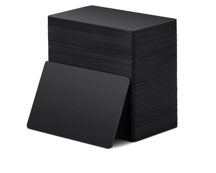 100 Tarjetas PVC NEGRA p/Impresora de credenciales
