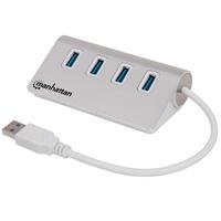 HUB USB,MANHATTAN,163767, V3.0 4 PTOS COLOR ALUMINIO