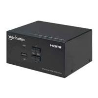 MUX KVM,MANHATTAN,153522, HDMI DOBLE MONITOR 2:1, 4K@30MHZ USB2.0 AUDI