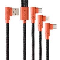 CABLE 3 EN 1 MICROUSB/TIPO C/LIGHTNING HUNE HIEDRA SUSTENTABLE TRENZAD