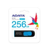 MEMORIA ADATA 256GB USB 3.2 UV128 RETRACTIL NEGRO AZUL (AUV128-256G-RB
