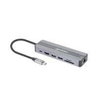 DOCKING USB, MANHATTAN, 153928, -C 7 PTOS, HDMI, RED, USB-C PD/2XUSBV3