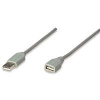 CABLE USB,MANHATTAN,165211, EXTENSION 1.8M, GRIS
