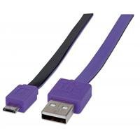 CABLE USB,MANHATTAN,391368, V2 A-MICRO B, BLISTER PLANO 1.0M MORADO/NE